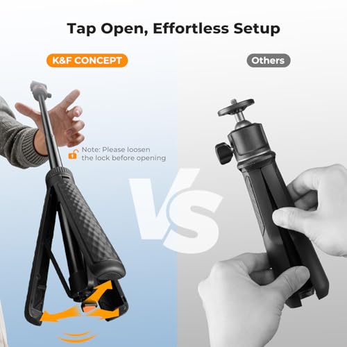 Image of K&F Concept Magnetic Quick Release Tripod Compatible with Insta360 Ace Pro 2, 26 inch Tap-Open Tripod 360 Ball Head Extension Rod Table Portable Handle Grip Selfie Stick for Insta360 X5, Vlogging Stand
