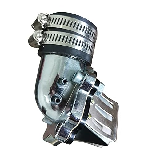 HEZB Inloppsgrenrör med reedventil Passform för 2 stroke Scooters Moped Minarelli JOG 50 90 3KJ 4DM 1E40QMB 1E50QMF Vento BLIXTLÅS (Color : Silver)