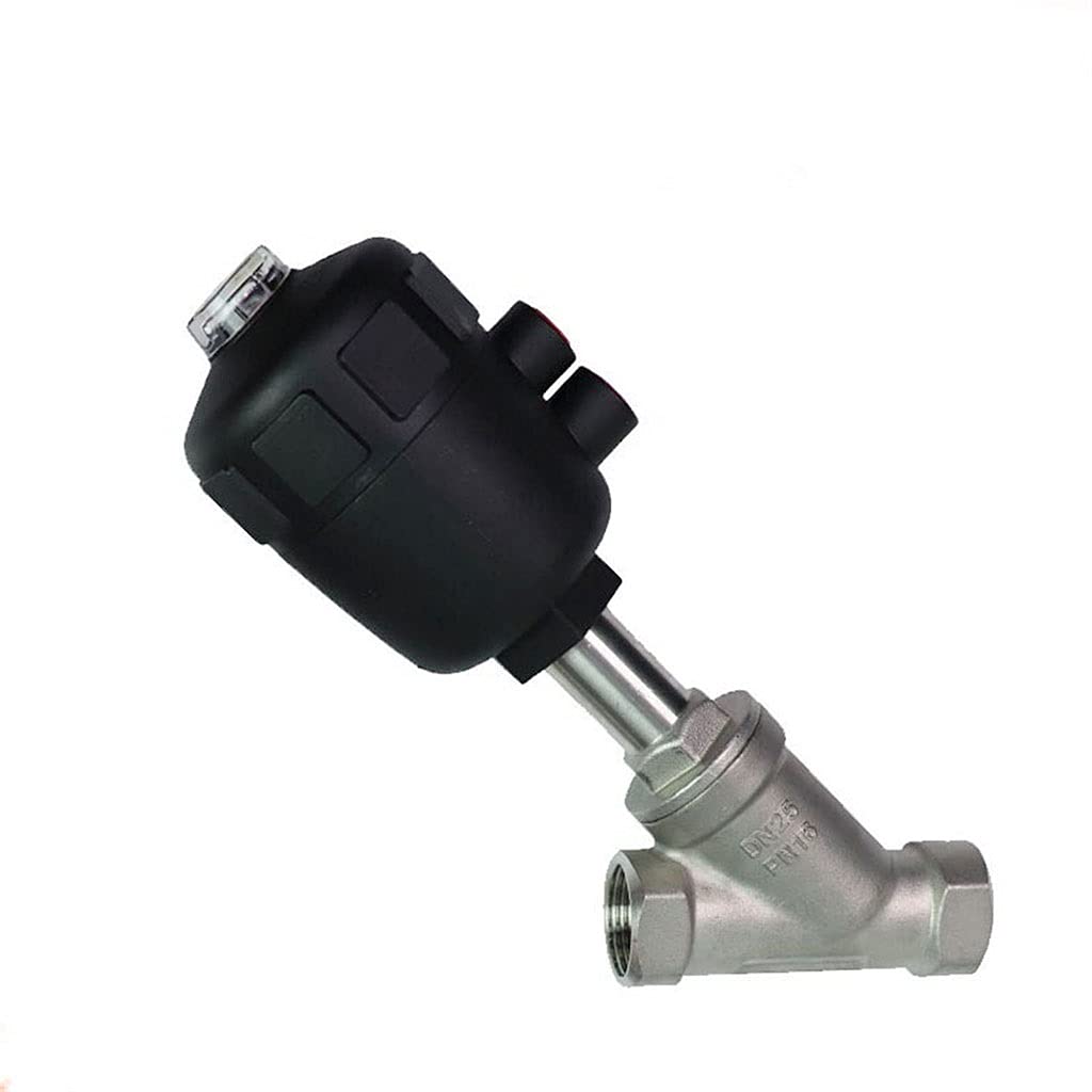 1/2" 3/4" 1" Pneumatisches Sitzventil aus Edelstahl - Eckventil mit hohem Durchfluss und PTFE-Dichtung, 1,6 MPa, normalerweise geschlossen(Double acting 1In)