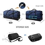 110L/140L Expandable Soft-Sided Foldable Duffle Bag with 2 Rubber Wheels,Packable 32” Rolling Carry-On with Multi-Pockets & Compartments,Navy Blue - Image 3