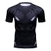 Red Plume Men's Compression Sports Shirt Short Sleeve Printing Cool Athletic Tank Tee (XXL, Black Tee)