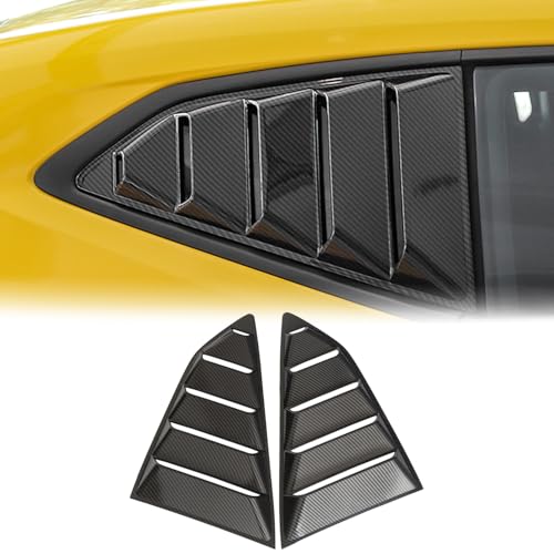 Image of Rear Side Window Louvers for Chevy Camaro 2016 2017 2018 2019 2020 2021 2022 2023 2024 Triangular Window Glass Blinds Air Vent Scoop Shades Cover Blinds Trim Sport Accessories ABS Carbon Fiber 2PCS