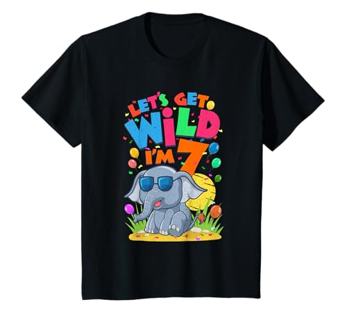 Niños Fiesta de cumpleaños elefante 7 años niño 7th BDay Jungle Zoo Camiseta