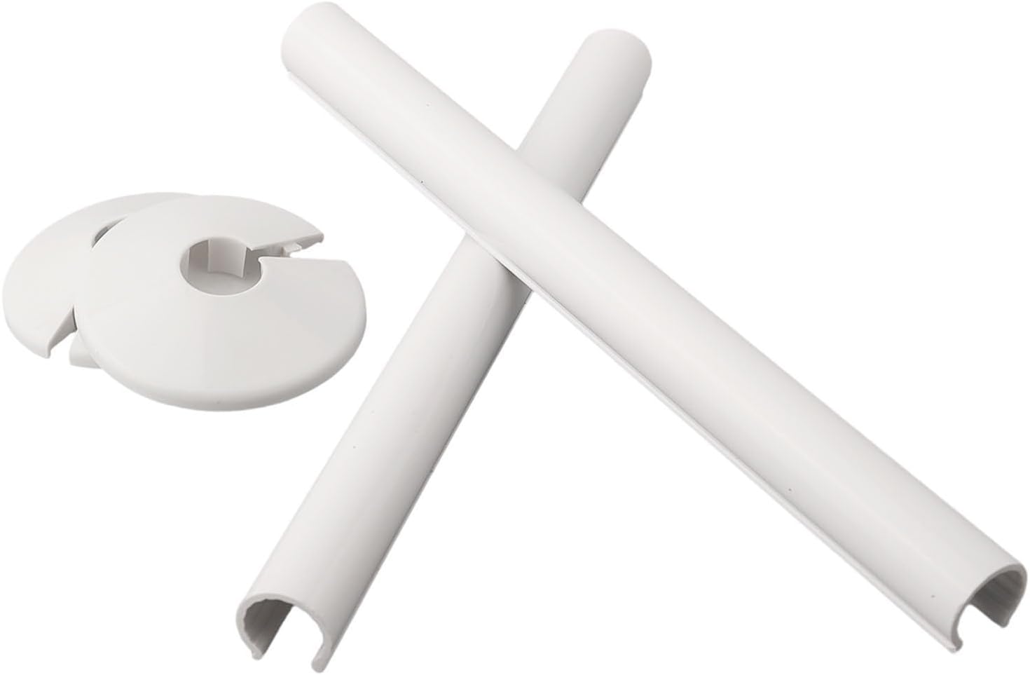 2PCS Pipes Radiator Pipe Covers With Radiator Pipe Collars, Sleeve 15Mm Plastic Decorative Covers Pipe Fittings Accessories Fit Bathroom Chrome(White) image 3