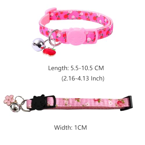 2 Pack Cat Collars Adjustable Kitten Collars with Bells Safe Quick Release Buckle Cat Collars Fruit Style Cat Collar Adjustable 19-30cm - Image 3