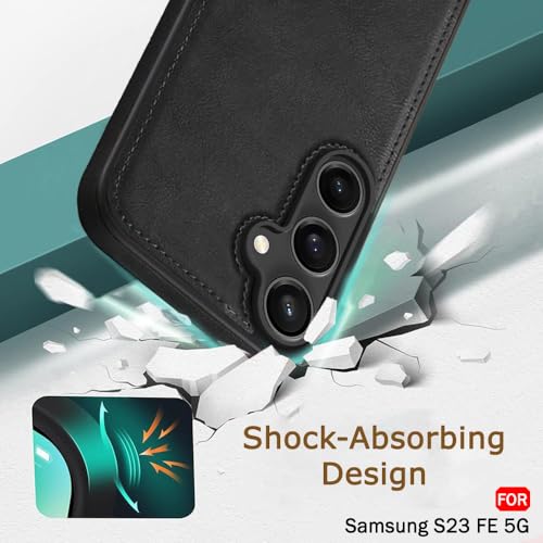 Image of TheGiftKart Genuine Leather Finish Back Cover Case for Samsung Galaxy S23 FE 5G | Shockproof Design | Raised Edges for Camera & Screen Protection | Stunning Minimalist Design Back Cover Case (Black)