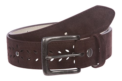 Women's 1 1/2" (38 mm) Snap on Suede Perforated Studded Leather Belt2