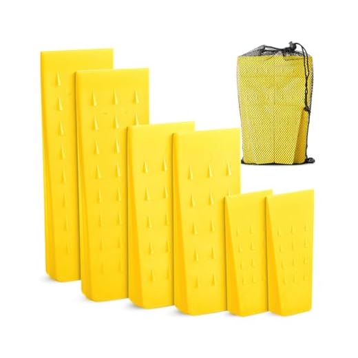 UNCO- Tree Felling Wedges with Spikes, 6 pcs, 5.5", 8" & 10", Yellow Wedges with Storage Bag, Splitting Wedge, Plastic Wedges for Tree Cutting, Logging Tools and Equipment, Chainsaw Wedges for Trees