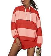 SENSERISE Women Striped Workout Set 2 Piece Outfits Matching Lounge Sets Oversized Hoodies Shorts...