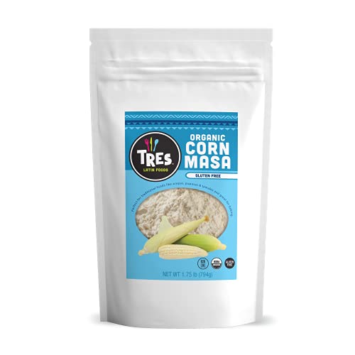 Tres Latin Foods - Organic White Corn Masa Harina - Corn Flour used with Traditional Homemade Tamales, Tortillas, Gorditas, Pupusas, & Other Latin American / Mexican Foods - Non GMO - Taco Tuesday