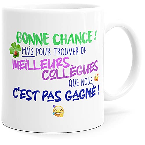 Mug Humour Collègue Tasse Message Drôle Rigolo. Idée Cadeau Original pour Départ en Retraite Mutation Travail Bureau Homme Femme pour Anniversaire Noël . Dino Mugs le Sourire dès le Réveil.