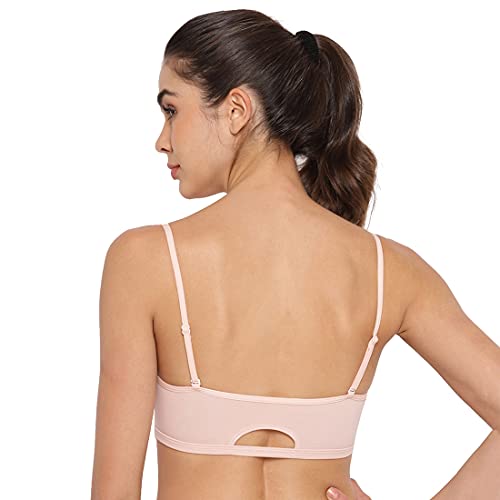 Image of Enamor Moulded Double Layer Front Women's Cotton Cami Bra - Detachable Slim Straps with Back Keyhole, Non Padded, Wirefree, High Coverage - A022 (Pack of 2)