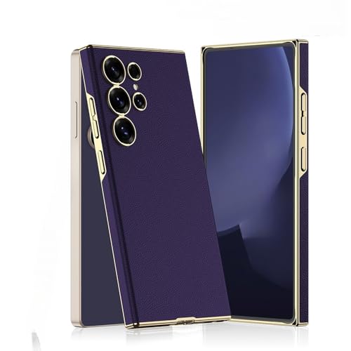 Étui cuir Galaxy S25 Ultra finition galvanisée violette