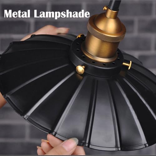 Lámpara colgante negra de techo industrial vintage con cable de metal para isla de cocina 6