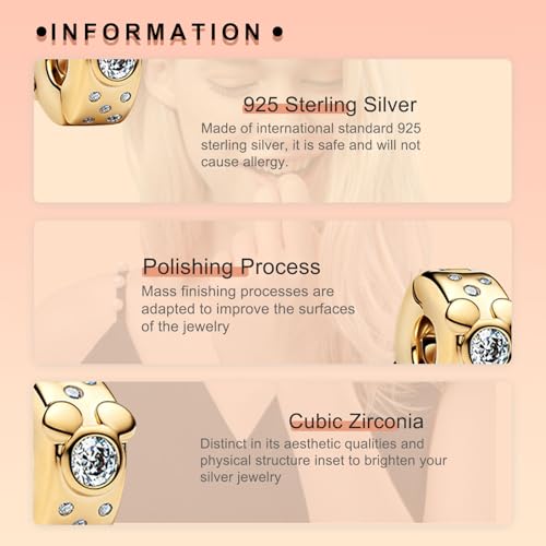 Image of S925 Sterling Silver Gold Plated Romantic Charms, Gifts for Mom Girlfriend Family on Valentine's Day Birthday Christmas Anniversary, Bracelet Necklace Bead Charm