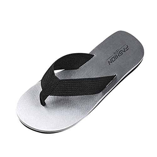 Chanclas de playa para hombre, antideslizantes, de secado rápido, para ducha, ligeras, de verano, con parte inferior plana, transpirables, para exteriores, informales, para exteriores, Black, 39 1/3
