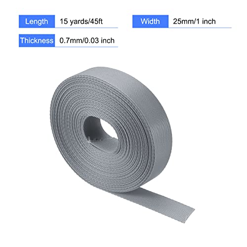 Image of MECCANIXITY Flat Nylon Webbing Strap 1 Inch 15 Yards Gray for Backpack, Cargo Strap, Luggage-rack
