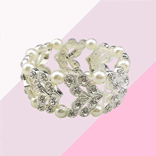Holibanna Strass Armband Holle Bloem Parel Sieraden Multilayer Vintage Armband voor Vrouwen Dames Bruid Bruiloft (Zilver… - Image 8