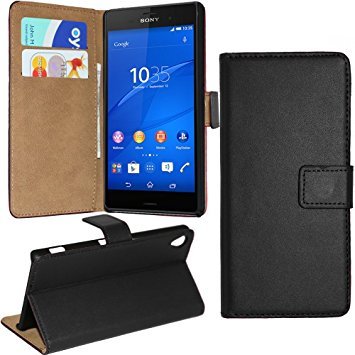 AMO® Sony Xperia M2 AQUA   Funda de piel para Sony Xperia M2 Aqua, color negro
