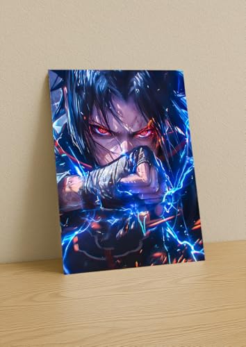 Image of NIJUKA Anime Printed Metal sheet Poster For Home And Room Decoration | For Anime Art Fans Boys And Girls (Sasuke active mangekyo sharingan)