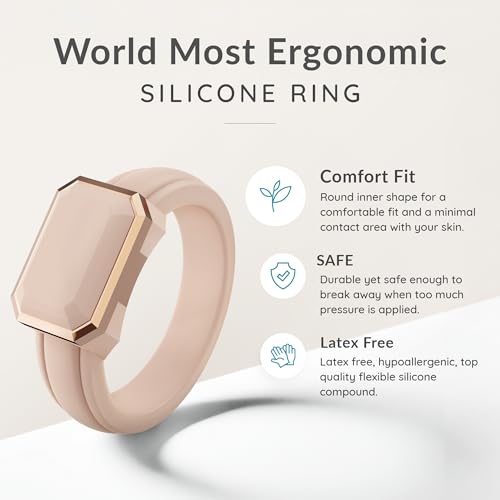 Anillos de silicona mujer para deporte y boda gomas cómodas imitación piedra 4
