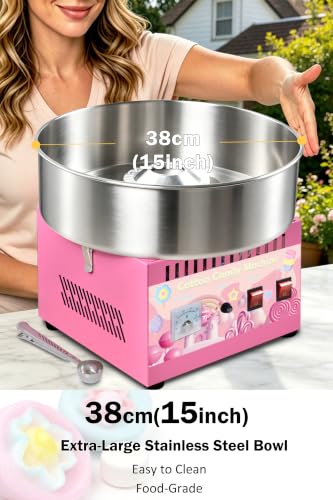 Image of 1000W Commercial Cotton Candy Machine,3-4 Per Minute | 38cm Stainless Steel Bowl, Easy Double Switch, Sugar Scoop, for Carnival Party Commercial Events (US Plug)