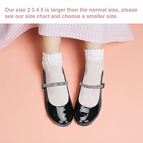 Mixin Girls Mary Jane Dress Shoes - Princess Ballerina Flats Low Heels For School Party Wedding, Back To School Shoes For Girls, Shiny Black 13 #TOP2
