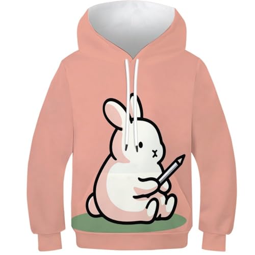 Sweat enfant imprimé 3D lapin cadeau anniversaire original pour garçon et fille 8-10Y