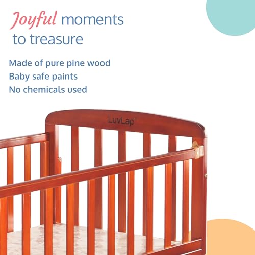 Image of LuvLap C-50 Baby Wooden Cot with Mosquito Net, EN certified Baby Furniture suitable for new born to 12 month, without mattress (Cherry Red)