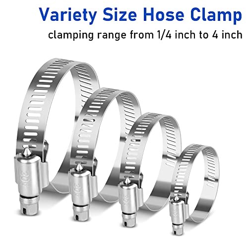 Gudui Hose Clamp, Stainless Steel Hose Clamps For 1 1/4 Inch To 2 1/4 Inch Hose Pipe Large Adjustable Worm Gear Hose Clamps Assortment Kit For Automotive Radiator Fuel Line Mechanical thumb #1
