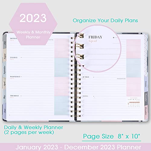 2023 Planner - Weekly & Monthly Planner 2023 With Gift Box, Jan 2023 - Dec 2023, 8" X 10" Thick Paper, Back Pocket With 15 Notes Pages + 12 Monthly Tabs #TOP3