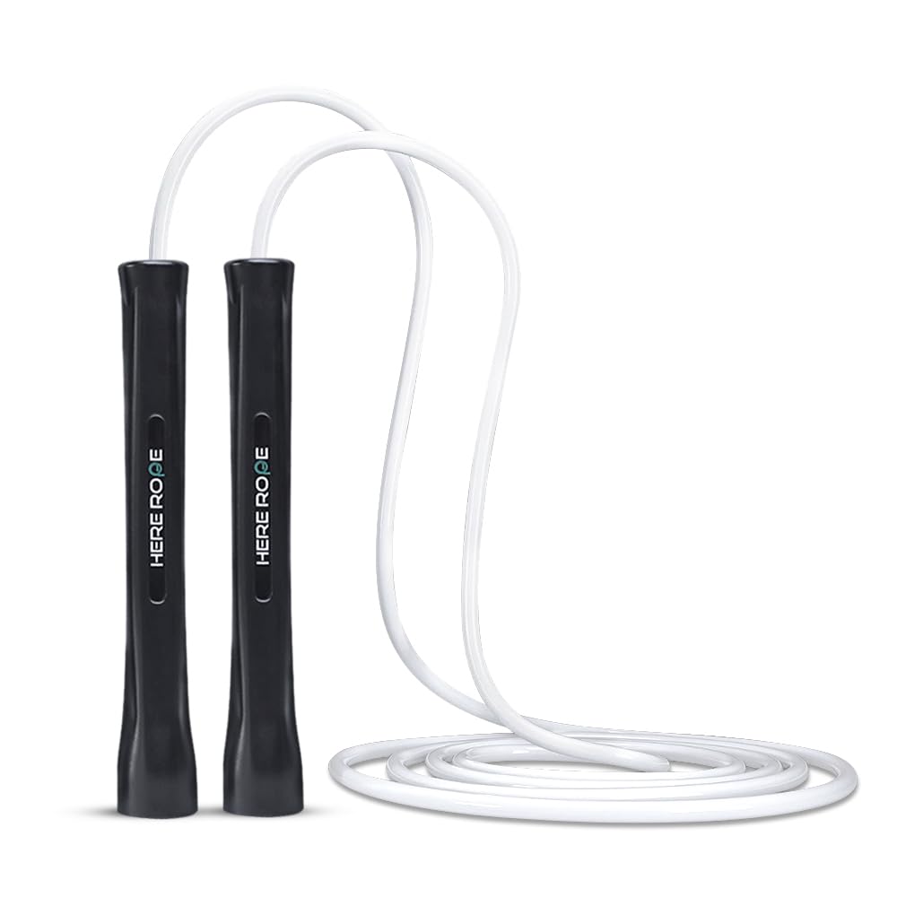 HEREROPE Regulowana skakanka fitness 5 mm z PCW – nietłukące się uchwyty, nie zgina się, trwała, dla mężczyzn i kobiet, do treningu wewnątrz i na zewnątrz