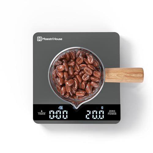 Image of Maestri House S1 Mini Espresso Coffee Scale with Timer, Rechargeable 2kg /0.1g Precision Shot Scale for Espresso Brewing, Portable Digital Coffee Scale with Automatic Timing, Metal Finish-Space Grey