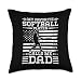 Funny Softball Sayings For Matching Family My Favorite Softball Player Calls Me Dad American Flag Throw Pillow, 18x18, Multicolor