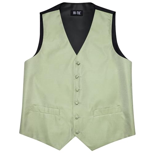 Image of Hi-Tie Men Vest Tie Set Wedding Formal Vest for Men Handky Set Business