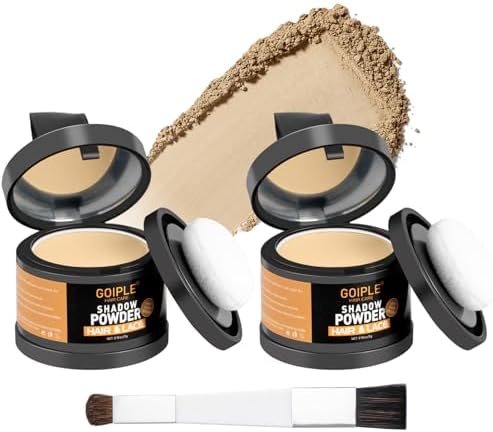 Root Cover Up Powder Hairline Powder for Women Root Touch Up Hair Color for Bald Spots, Eyebrows, Beard Line, Light-Blonde Hair Fibers for Thinning Hair Shadow Cover Up 2 Pack (Light Warm Brown)
