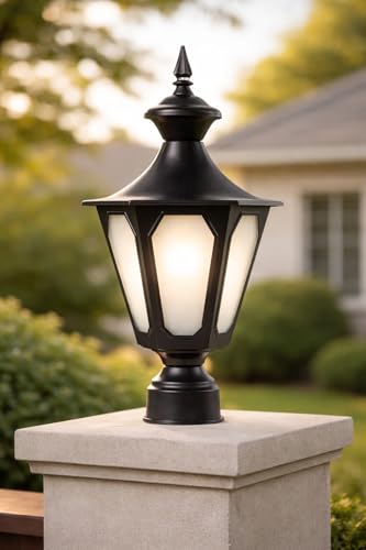 Image of SINOMAN Decorative Outdoor Gate Lamp for Home Energy Efficient Waterproof Exterior Fixture for Garden Pillars, Entry Gates, Patios, Driveway, Porch, Fence Posts (Pack of 1) (Without Bulb)