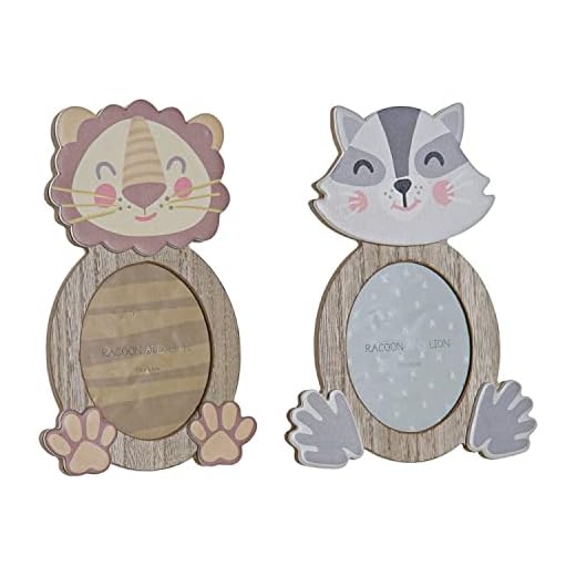 Marco De Fotos Dkd Home Decor Animales Cristal Madera Mdf (2 Pcs) (13 X 1.5 X 18 Cm)