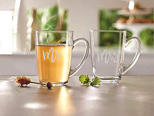 IncrizmaMr. and Mrs. Engraved Glass Coffee Mug Set | 2, 320 ml