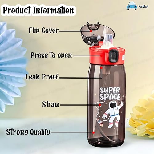 Image of FunBlast Cute Water Bottle with Sipper, Water Bottle for kids, Sipper Bottle for Kids - Anti-leak Cartoon Kids Water Bottle for Kid (630 ML) (Astronaut)