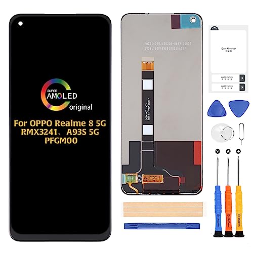 A-MIND for Oppo Realme 8 5G Original Screen Replacement Touch Digitizer RMX3241 LCD Display Replacement Full Assembly with Repair Tool Kits(Not for Realme 8 4G)