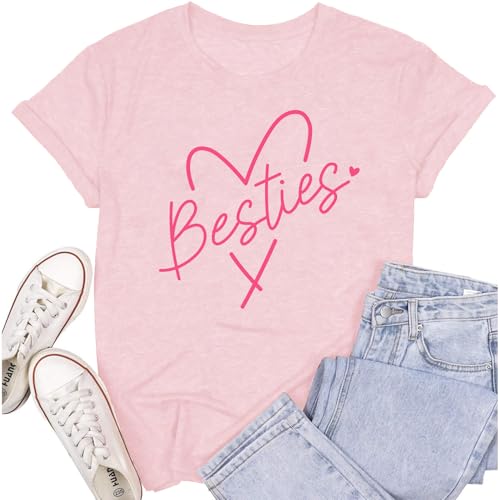 SUWATOIN Womens Best Friend Shirt Besties Heart T-Shirt Friends Matching Tee Tops