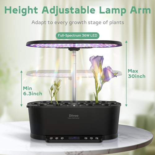 WiFi Hydroponic Growing System 15 Pods, Diivoo Smart Indoor Garden with 5.5L Water Tank, App Controlled Herb Garden with LED Grow Light, Pump System, Automatic Timer for Home Kitchen Gardening