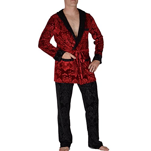 Revolver Fashion - Hugh Hefner Velvet Signature Smoking Jacket - Small/Medium - Red Velvet Lounge Robe For Home, Parties, And More #TOP2