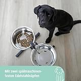 Kerbl Futterbar inklusive Edelstahlnäpfe, Stufenlos Verstellbarer Hunde Fressnapf, 2 x 2800 ml, Höhe 43 cm, Schwarz