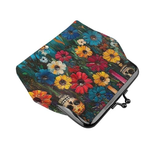 Pu Leather Buckle Coin Purse Mexico-Candles-Skull Girls Kiss-Lock Change Purse Wallets3