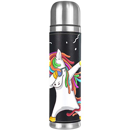 Botella de agua a prueba de fugas de unicornio con diseño de unicornio, termo aislado para bebidas calientes y frías, 500 ml, para oficina, escuela, viajes