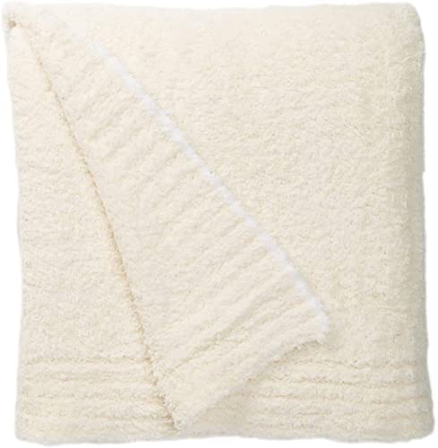Barefoot Dreams Contrast Trim Throw Blanket 45 X 60 Cream & White #TOP1