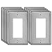 [10 Pack] BESTTEN Decorator Metal Wall Plates, 1 Gang Standard Stainless Steel Outlet Cover, Durable Corrosion Resistant, Industrial Grade 304SS Material, Silver