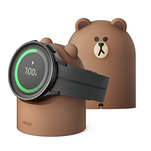 elago | LINE FRIENDS GW2 Stand Compatible with Samsung Galaxy Watch 5 Charger Stand (40, 44mm) / Galaxy Watch 5 Pro Charger Stand (45mm) 2022 (BROWN)